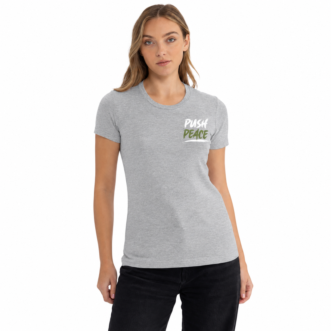 Army Green & White Push Peace Short Sleeve T-Shirt